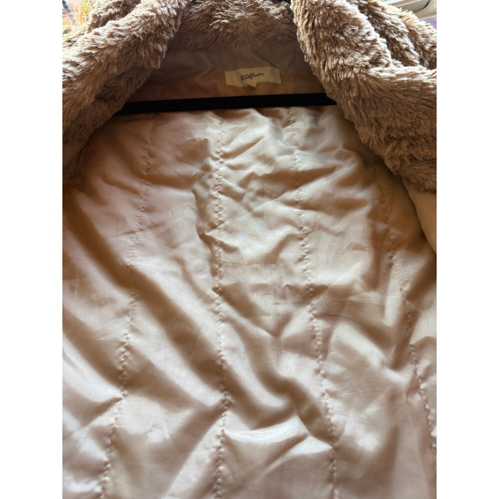 Women's  Wildflower Faux Fur Shawl Collar Sleeveless Vest Carmel Boho Medium - Picture 5 of 8